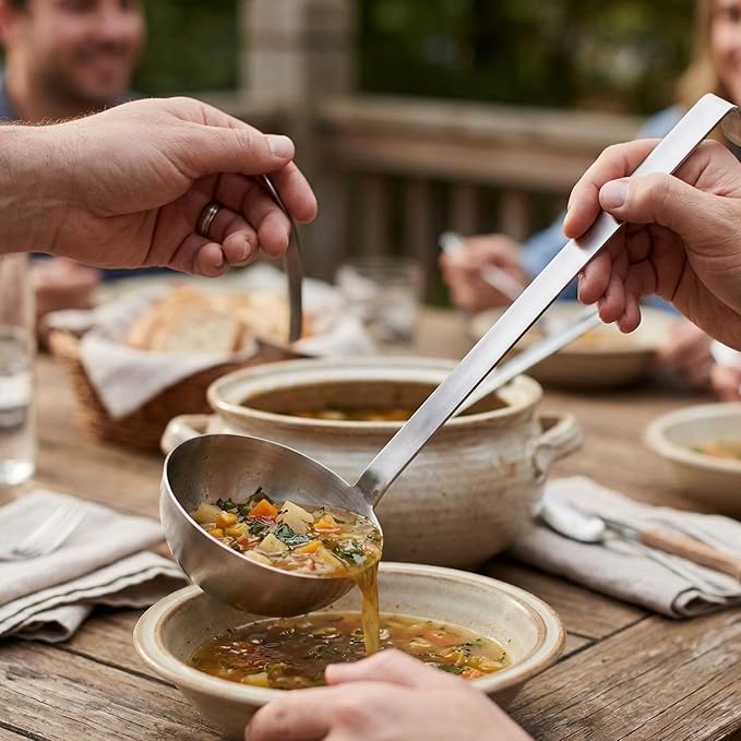 TrueCraftware- 32 oz Stainless Steel Ladle with Long Hooked Handle- Kitchen Ladle Best Kitchen Accessories for Cooking and Serving Spoon for Soup Chili Gravy Salad Dressing and Pancake Batter
