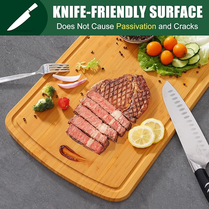 Homaxy Extra Large Bamboo Cutting Boards for Kitchen, 18x12.5" Wood XL Cutting Board with Juice Groove, Butcher Block Wooden Chopping Board for Kitchen, Meat, Cheese, Fruit & Vegetables - Pre Oiled