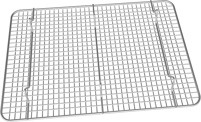 Stainless Steel Cooling Rack - Heavy Duty & Oven Safe, Good for Cooling, Baking & Roasting - Fits Standard Jelly Roll Baking Pans - Perfect for Cookies, Cakes & More (10" x 14.75")