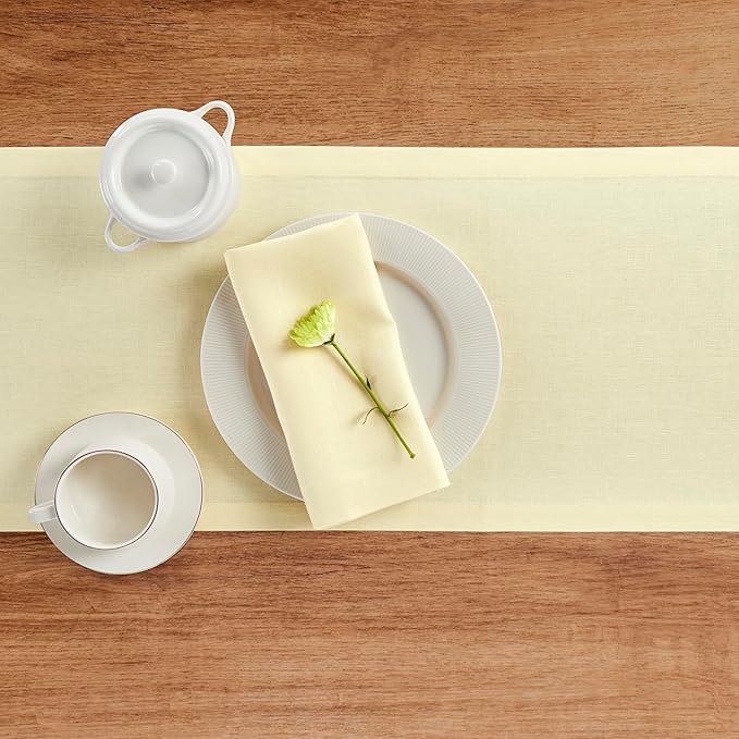 Solino Home Linen Table Runner 72 Inches Long - 100% Pure Linen Creamy Ivory Table Runner 14 x 72 Inch for Spring, Summer - Diana Medium Weight