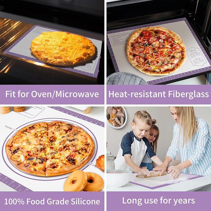 Non Stick Pastry Mat,Extra Large Silicone Baking Mat with Measurement, Food Grade Dough Rolling Mat for Making Cookies Macarons Bread Pie Crust, Easy to Clean& Multi-Purpose