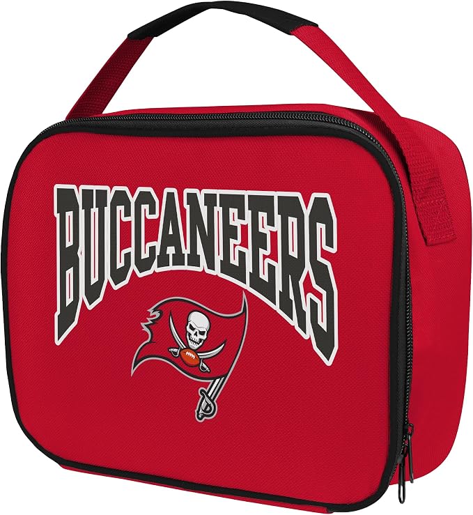 FOCO NFL Unisex-Adult Officially Licensed Wordmark Team Color Big Logo Football Zip Closure 7L Lunch Bag - Tampa Bay Buccaneers