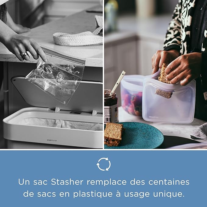 Stasher Silicone Reusable Storage Bag, 1-Cup Bowl, Reusable Freezer Bag, Microwave, Dishwasher, Oven Safe, Sous Vide, Premium Lunch Container, Eco Friendly, Food Storage Bag, Snack Bag, 8 oz, Clear | Reusable Food Bag