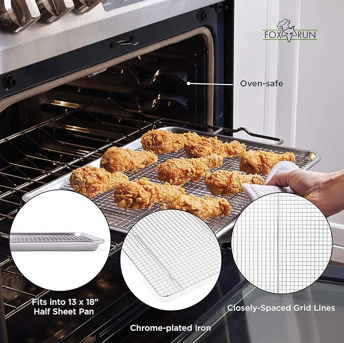 Fox Run 11695 Stainless Steel Cooling Rack, 12 x 17 x 1 inches, Metallic