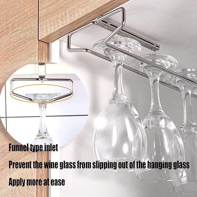 Wine Glass Rack Under Cabinet Metal, Stainless Steel Wire Storage Hanger, Wine Glass Drying Rack, More Convenient To Take And Place, Widen The Mouth Of The Hanging Cup