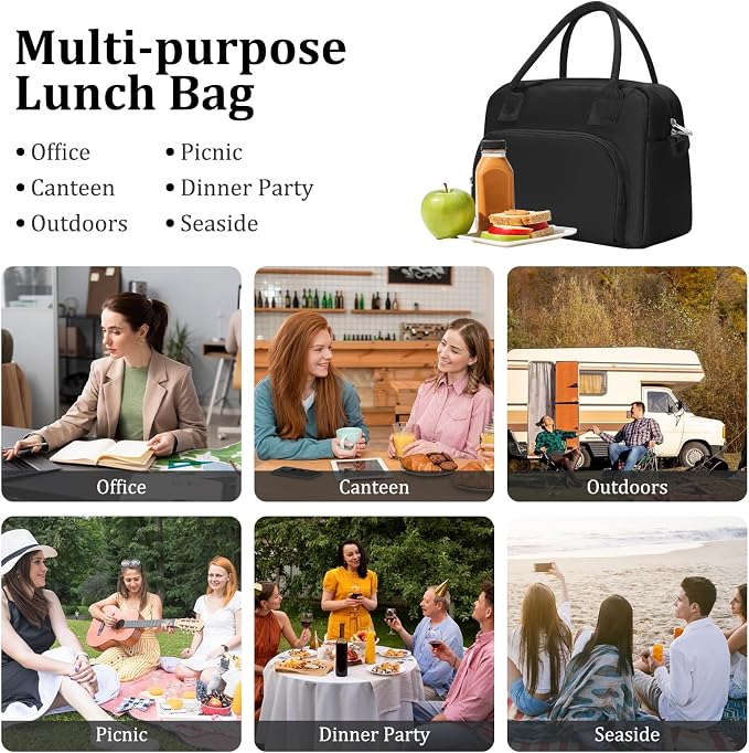 MEXS Insulated Lunch Bag for Women Men Large Reusable Lunch Box Adult Leakproof Portable Cooler Tote Bags for Work Picnic
