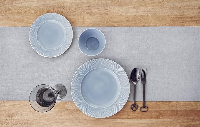 Solino Home Linen Light Grey Table Runner 120 Inches Long - 100% Pure Linen 14 x 120 Inch Table Runner for Spring, Summer - Diana Medium Weight