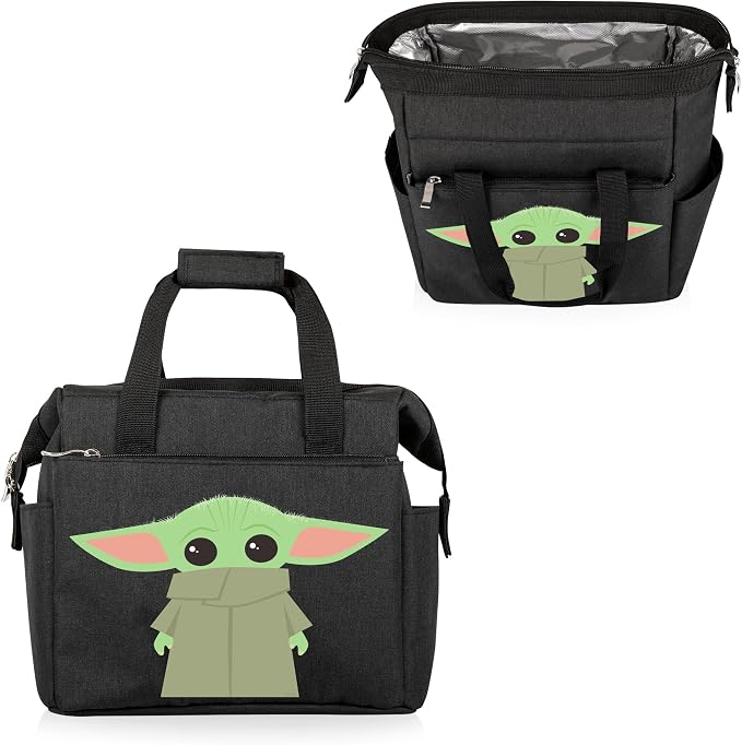 PICNIC TIME Star Wars Mandalorian Grogu On The Go Lunch Bag, Soft Cooler Lunch Box, Insulated Lunch Bag, (Black)