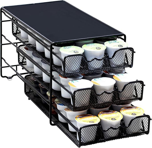 Deco Brothers 3 Tier K-Cup Holder Drawer for 54 Coffee Pods Storage, Black