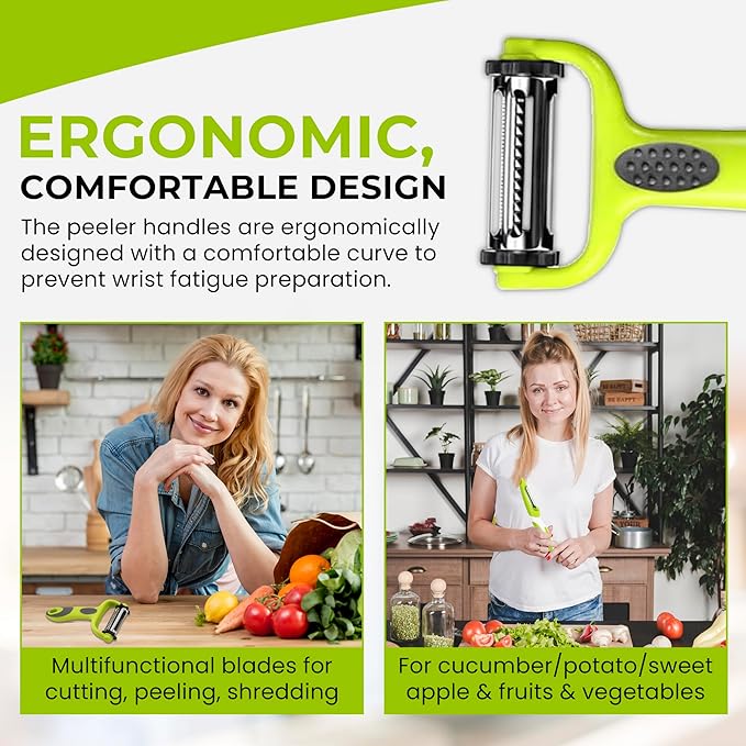 3 In 1 Rotatable Stainless Steel Blade Vegetable Peeler, Vertical Serrated & Straight Peeler For Potato, Carrot, Apple, 3pcs Set, Ergonomic Non-Slip Handle, Sharp Blade, Durable Design