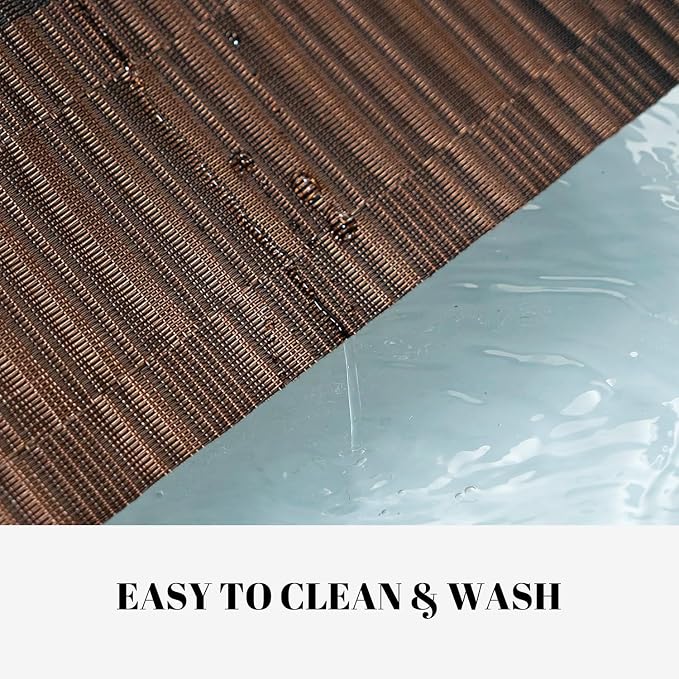 Placemats Set of 6 Vinyl/Plastic Woven Place Mats for Kitchen Table Indoor/Outdoor Washable Placemat Wipeable Dining Table Mats (Ombre Brown Black,6)