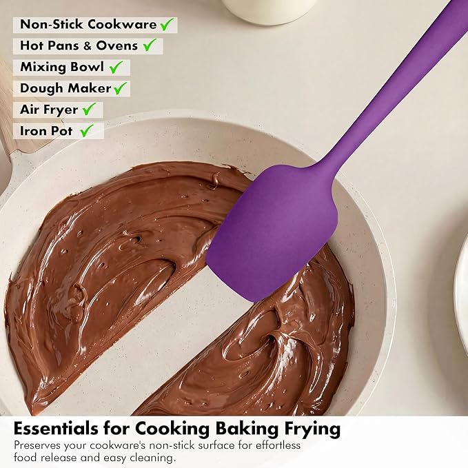 Silicone Spoonula Set: 600ºF Heat Resistant Food Grade Cooking Baking Utensils, Kitchen Flexible Nonstick Rubber Pan Spoon Spatula for Mixing, Scrambling, Scooping (3 Pieces, Multicolor 3)