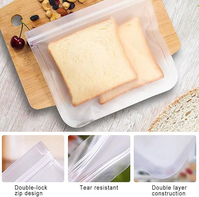 Food Storage Bag Red Silicone Food Bag Reusable Fresh-Keeping Bag Fruit Vegetable Sealed Bag Leak-Proof Ziplock Bag 5pcs 13.4X22cm