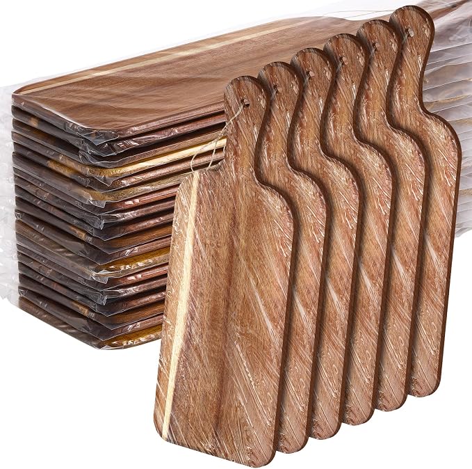 Irenare 18 Pcs Plain Cutting Board Set with Handles Laser Engraving Wooden Charcuterie Kitchen Serving Chopping Board Bulk for DIY Housewarming Mother's Day Gifts(Acacia,16 x 5 Inch)