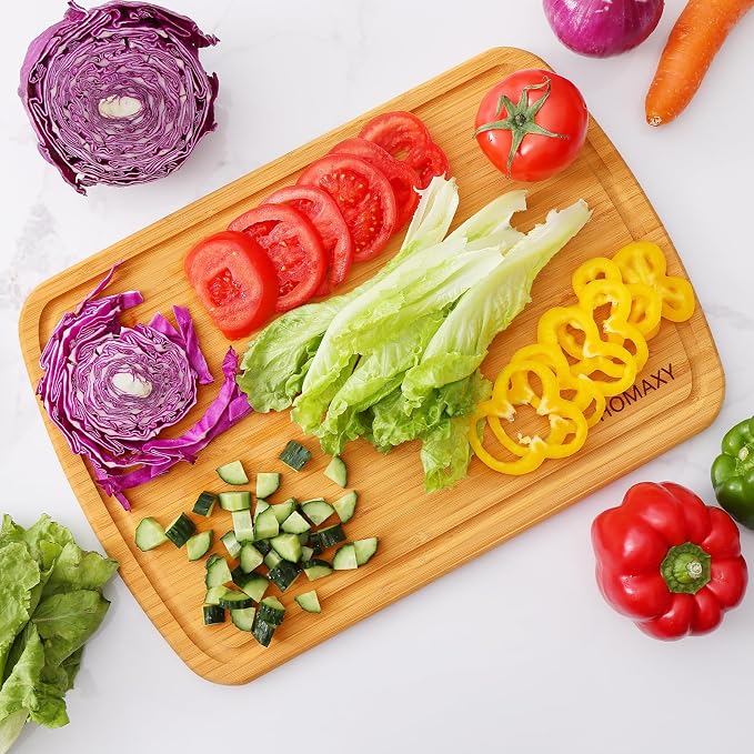 Homaxy Extra Large Bamboo Cutting Boards for Kitchen, 18x12.5" Wood XL Cutting Board with Juice Groove, Butcher Block Wooden Chopping Board for Kitchen, Meat, Cheese, Fruit & Vegetables - Pre Oiled