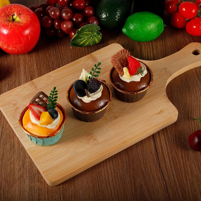 10 Pcs Wood Cutting Board with Handle, 13.8 x 7 Inch Bamboo Cutting Board Bulk,Wood Chopping Boards for Cheese,Pizza,Bread, Charcuterie, Fruit, Vegetables