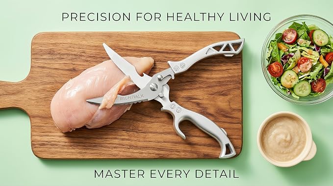 Kitchen Scissors - Heavy Duty Poultry Shears Sharp Cutting Food Chicken Bone Meat Vegetable for Cooking, Multipurpose Stainless Steel Utility Scissors, Safety Lock