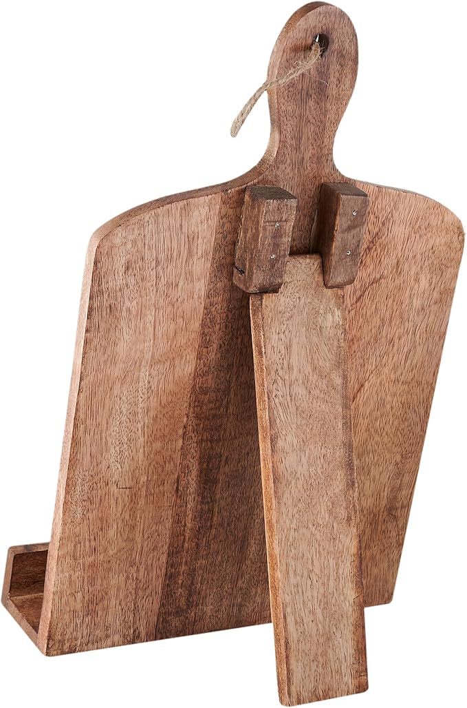 Wedding Gifts Solid Wood Cookbook Stand for Kitchen Counter Recipie Book Holder for Cooking, Chopping Board Style Foldable and Holder for Tablets and Cookbooks (Brown) Cooking Gifts