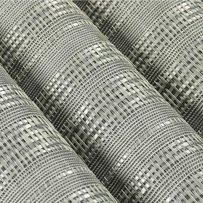 AHHFSMEI Placemats Set of 4 Washable Woven Vinyl Placemats for Dining Table Heat Resistant Non-Slip Stain Resistant Table Mats for Kitchen & Home Decor(Grey Shine,4)