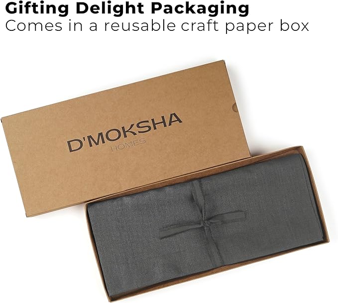 Classic Linen™ by D'Moksha Charcoal Grey Table Runner 90 Inches Long, 100% Pure Linen, 14 x 90 Inch Table Runner for Dresser, Dining- Summer, Father's Day