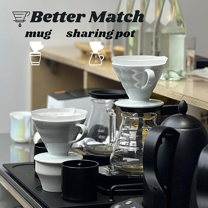 Pour Over Coffee Dripper - Ceramic Pour Over Coffee Maker Cone, Porcelain Coffee Drip, Pour Over Single Cup, Manual Brew Maker for Home, Cafe, Office - 1-4Cup, V60 Size 02 (Red)
