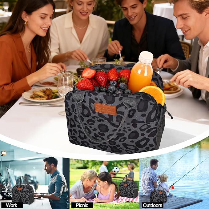 Goloni Insulated Lunch box for Women Men,10L Large Capacity Leakproof Lunch Tote, Lightweight Reusable Lunch Bag with 3 Pockets for Work, Office, Travel, Picnic