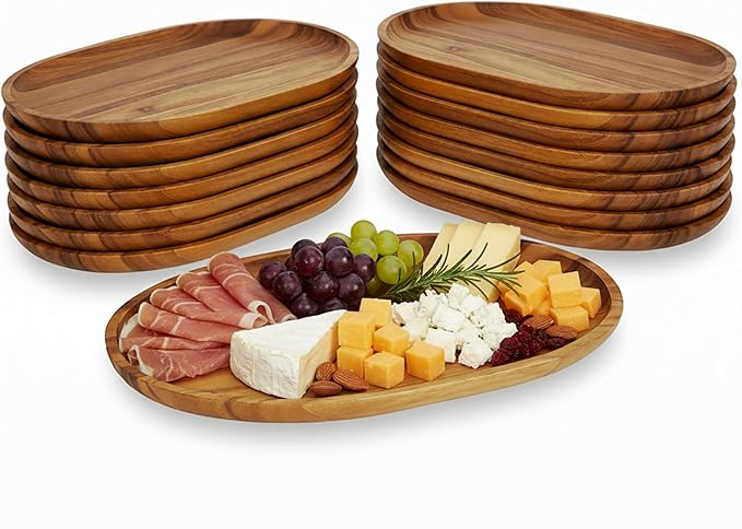 Woodard & Charles 15-Inch Acacia Oval Tray, Large - Pack of 16