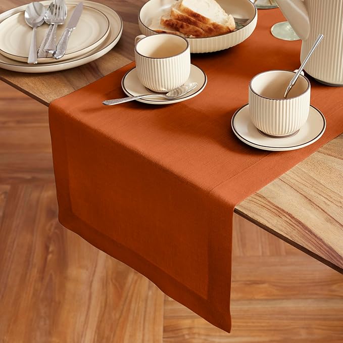 Solino Home 100% Pure Linen Cinnamon Stick Table Runner 36 Inches - 14 x 36 Inch for Dresser, Coffee Tables, Sideboard, Console - Sonoma