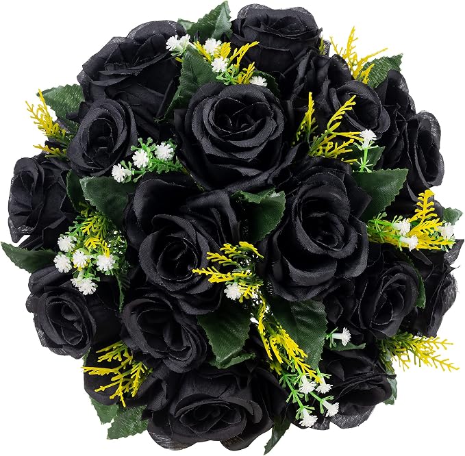 Flower Centerpieces for Wedding Tables: Halloween Table Decorations Black Flower Balls Centerpieces for Engagement Cerebration Party Gothic Center Pieces 2 Packs