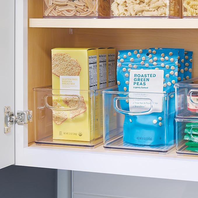 iDesign Clear Plastic Nesting Storage Bins, Set of 4, Space-Saving Organizers for Kitchen or Pantry