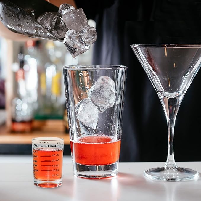 OGGI Measuring Shot Glass with Measuring Lines, 3oz / 90ml - Bartender Accessories, Jigger for Bartending, Shot Glass Measuring Cup with Ounces & Milliliters