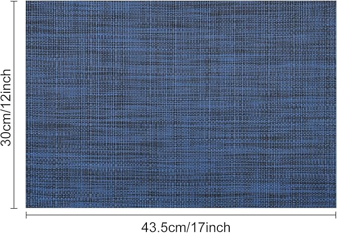 Myir JUN Placemats Set of 8, Vinyl Woven Placemats Place Mats Indoor Set of 8 Washable Table Mats Non-Slip Place mats for Dining Table (Dark Blue, Set of 8)
