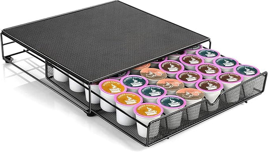 Coffee Pod Holder for Counter, Coffee Pod Stands, Coffee Pod Drawer,Storage Organizer for 36 K CUP, Compatible with KCups, Carousel with K Cup, Black