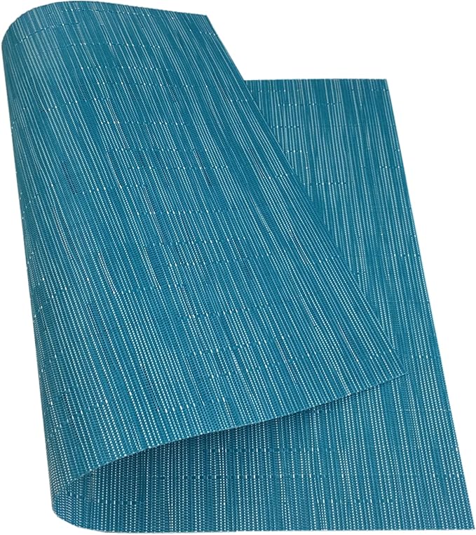 WAZAIGUR Placemats Set of 8 for Dining Table Heat-Resistant Washable Place Mats Woven Vinyl Kitchen Table Mats Easy to Clean,Blue