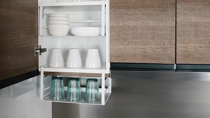 Nxconsu Under Shelf Basket Storage Organizer 2 Pack, Medium 13.4" White | Heavy-Duty Metal Under Shelf Basket Holds 30 lbs, No-Drill Knob-Lock Storage Organizer for Kitchen Cabinet Pantry Cupboard