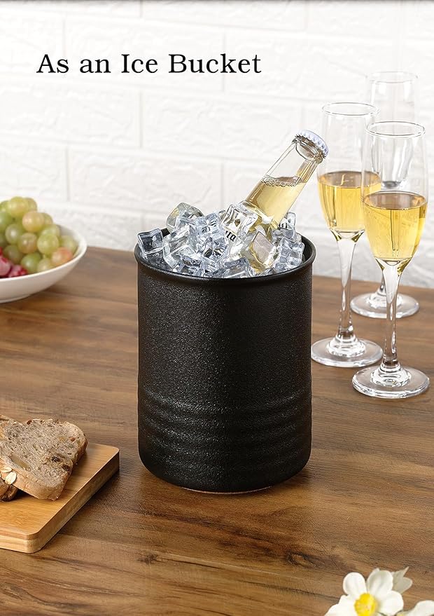 ABRUTY Utensil Holder, 6.7" Ceramic Kitchen Utensil Crock for Countertop Cooking, Modern Utensil Caddy Jar Organizer for Farmhouse Kitchen Counter Décor, Textured Black