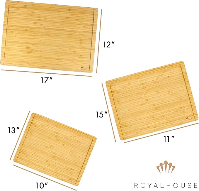3 Pcs Bamboo Cutting Boards Set With Holder For Kitchen - 17x12x0.8-15x11x0.8-13x9.5x0.8 - Wood Cutting Board Set, Cutting Board Wood,Wooden Chopping Board,Wooden Cutting Board Set