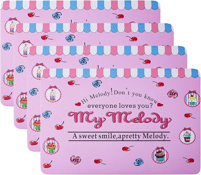 Placemats Set of 4-Waterproof Heat Resistant Non-Slip Washable Table Mats for Dining Table,12 x 18 inch Pink Sweet