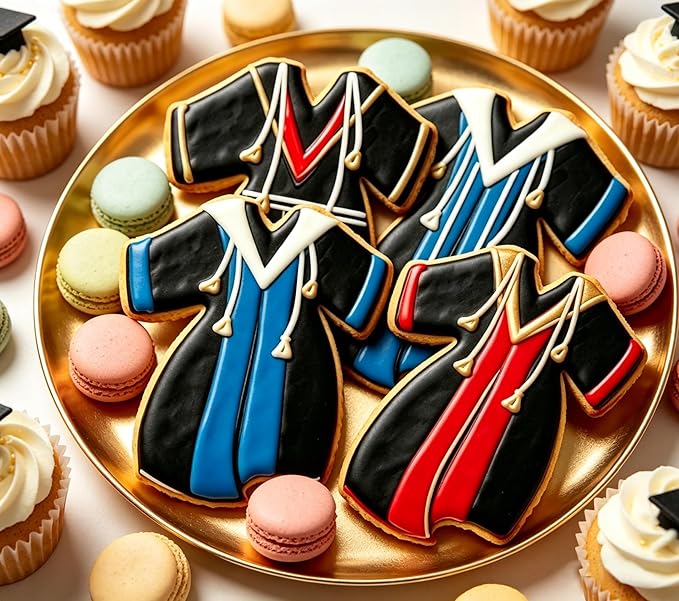 Graduation Cookie Cutters Set 4 Pieces, Stainless Steel Graduation Cap, Diploma, Graduation Gown, Cookie Cutters for Graduation Celebration Party