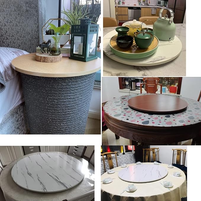 Lazy Susan Large Wooden Turntable Round 20in-39in, Manual Rotating Turntable - Wooden Lazy Susans Swivel Serving Tray - For Kitchen Dining Table Swivel Plate, Easy To Clean (Color : Wood, Size : Ø10