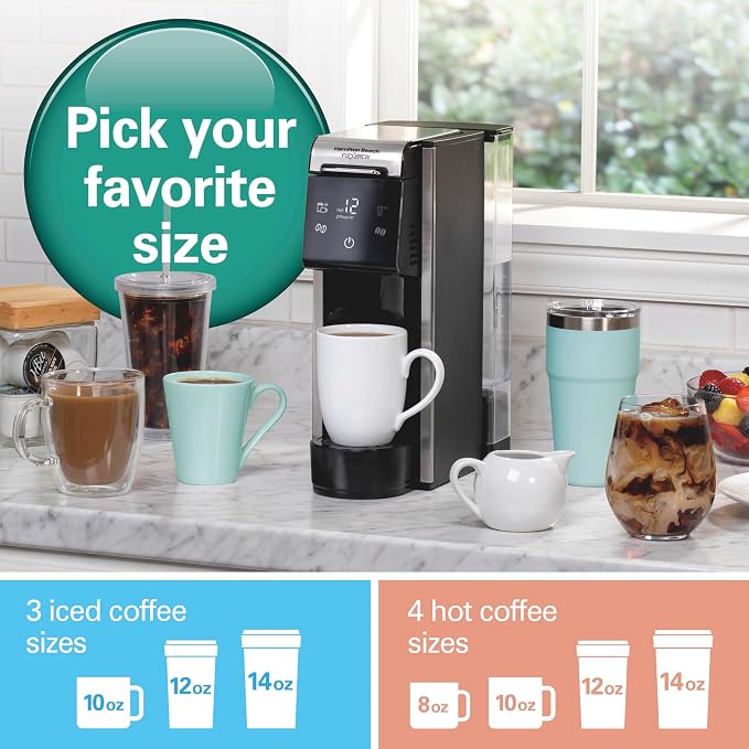 Hamilton Beach FlexBrew Advanced 4-in-1 Single Serve Hot & Iced Coffee Maker with Removable 45 oz. Water Reservoir, Use Pod Packs and Grounds, Fast Brewing, Black (49925)