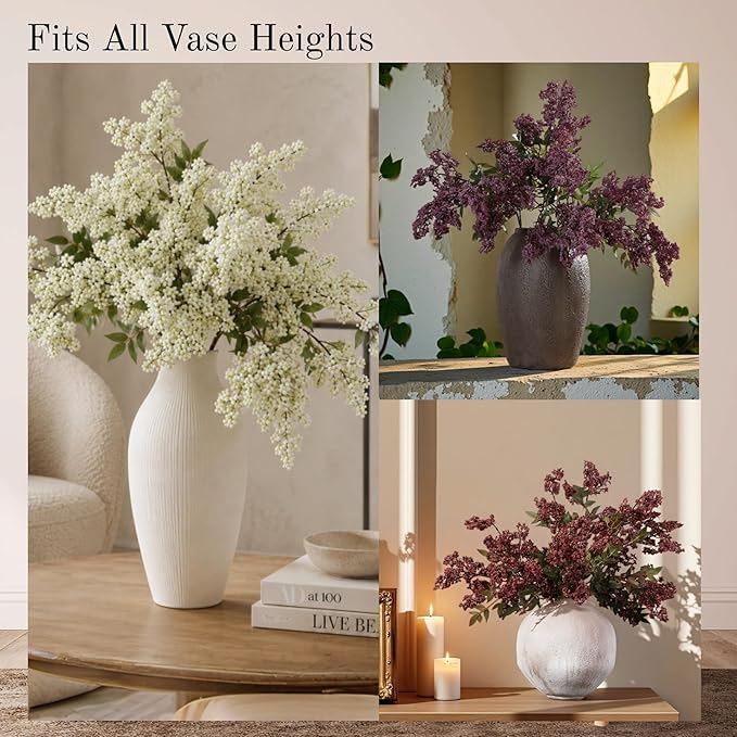 43" Faux Berry Stems for Vase, Purple Berry Branches for Vase Realistic Artificial Flower Picks for DIY Bouquet, Shower, Farmhouse Mantel, Home Decor (3 Pcs Dusty Plum)