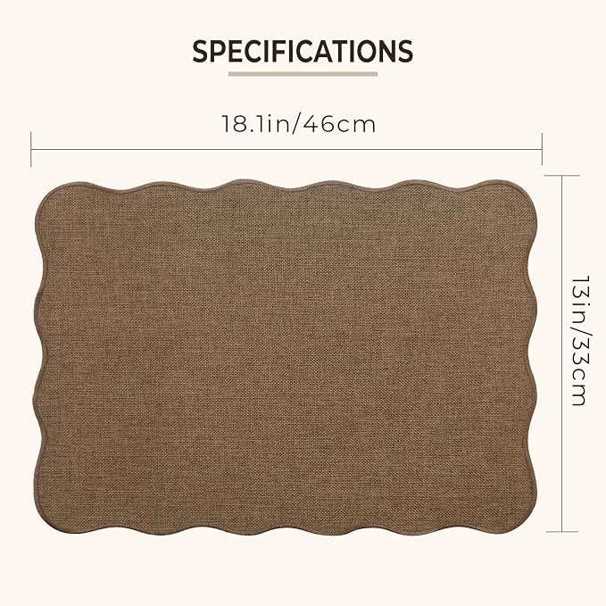 AHHFSMEI Faux Linen Placemats Set of 8 Heat Resistant Non-Slip Stain Proof Table Mats for Kitchen Dining Elegant Decor Place Mats (Brown 8)