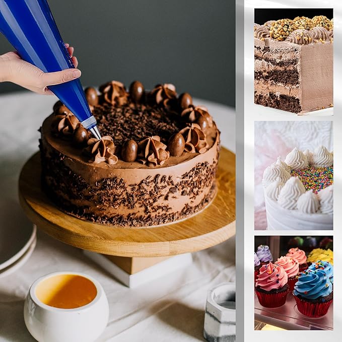 Joyeee 21 inch Large Icing Piping Bags for Frosting, with 6 Pcs Seal Reusable Icing Bag Ties, 50 Pcs Extra Thick Big Disposable Pastry Bags for Bakery, Party Dessert, Birthday Cake Decorating