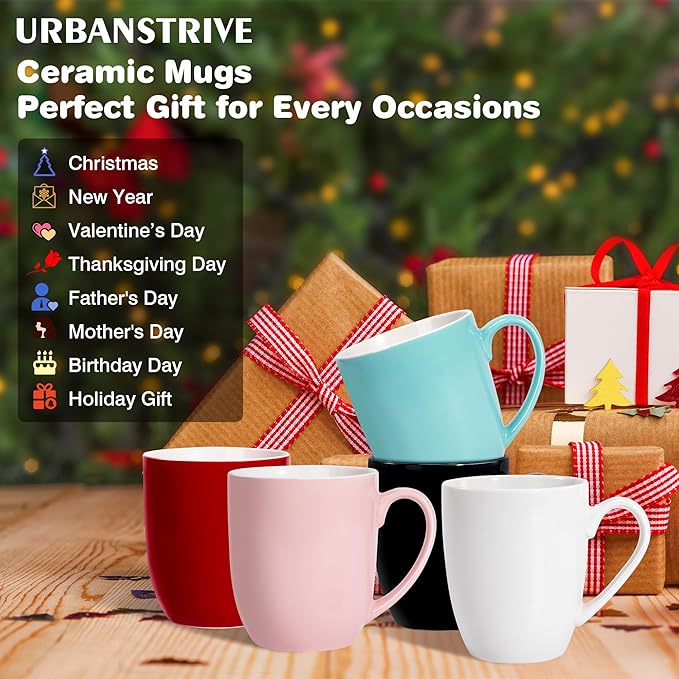 Urbanstrive 16 oz Large Coffee Mugs Set of 4 Ceramic Coffee Mug White Coffee Cups Tea Cups Idea Gift for Women Men House Warming Gifts New Home Office, White 4 Pack