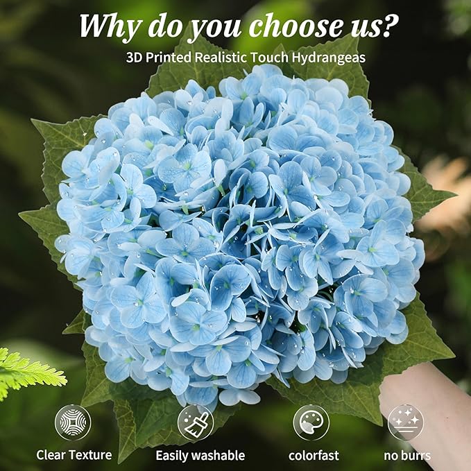 Leftover Hydrangea Artificial Flowers with Vase,Blue Real Touch Hydrangea Flowers with Butterfly,Faux Hydrangea Flowers for Floral Centerpieces for Tables,Home Decor,Wedding Decor,Coffee Table Decor