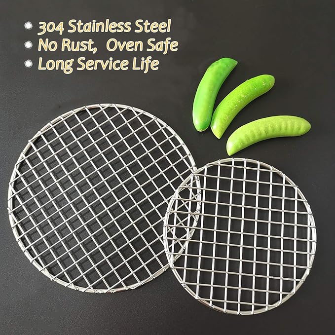 Dia 13.8" Round Barbecue Grids Cross Wire Footed Steaming Stainless Steel Cooling Rack Multi-Purpose Grill Rack for Airfryer Instant Pot/Pressure Cooker (350mm/13.8")