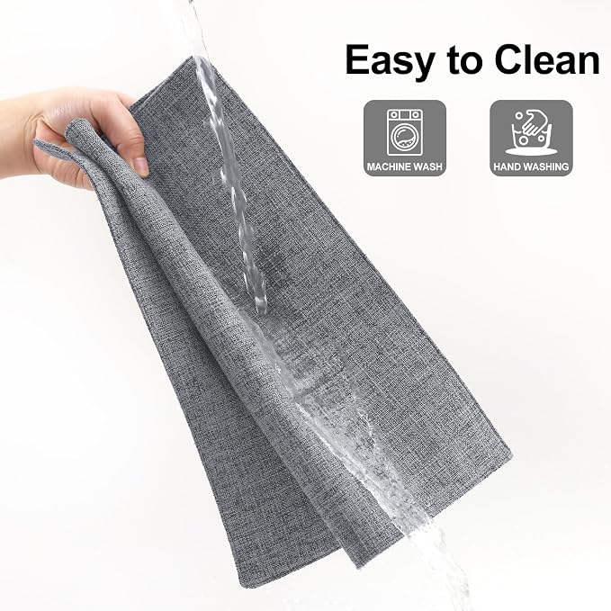 Homaxy Cloths Placemats for Dining Table Set of 4, Heat Resistant Washable Cotton Linen Blend Table Mats, Easy to Clean Place Mats for Indoor Outdoor Party Kitchen Decoration, 13" x 19", Dark Grey