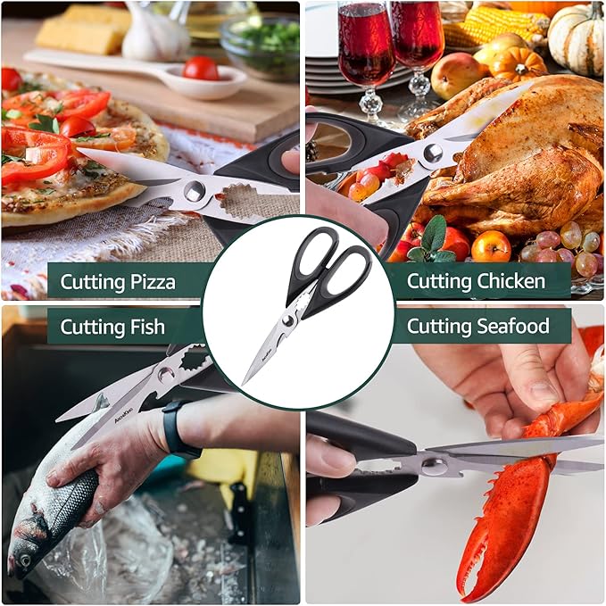 Kitchen Shears Scissor & Cooking Scissors - Sharp Blades, Professional Stainless Steel Scissors for Food Meat Poultry Vegetable - Dishwasher Safe - All-Purpose Chef's Tool…