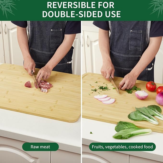 GAOMON Extra Large Bamboo Cutting Board for Kitchen, 30 x 20 Inch Wooden Chopping Board, Stove Top Cover Wood Butcher Block with Juice Groove for Meat Turkey Carving Charcuteries, 0.8" Th